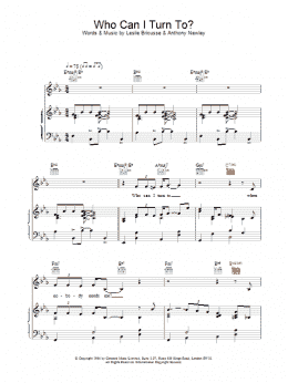 page one of Who Can I Turn To (When Nobody Needs Me) (Piano, Vocal & Guitar Chords)