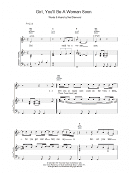 page one of Girl, You'll Be A Woman Soon (Piano, Vocal & Guitar Chords)