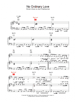 page one of No Ordinary Love (Piano, Vocal & Guitar Chords)