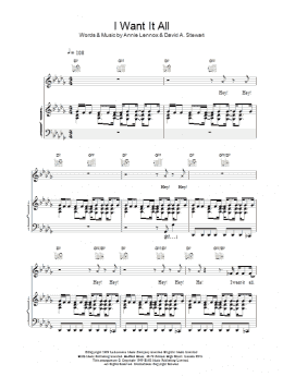 page one of I Want It All (Piano, Vocal & Guitar Chords)