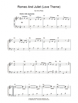 page one of Romeo And Juliet (Love Theme) (Piano Solo)