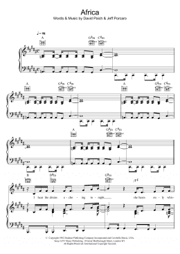 page one of Africa (Piano, Vocal & Guitar Chords (Right-Hand Melody))