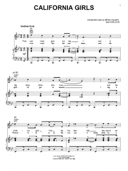 page one of California Girls (Piano, Vocal & Guitar Chords (Right-Hand Melody))