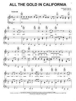 page one of All The Gold In California (Piano, Vocal & Guitar Chords (Right-Hand Melody))