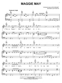 page one of Maggie May (Piano, Vocal & Guitar Chords (Right-Hand Melody))