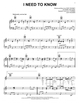 page one of I Need To Know (Piano, Vocal & Guitar Chords (Right-Hand Melody))