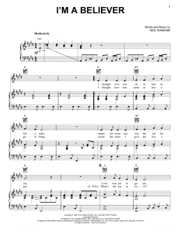 page one of I'm A Believer (Piano, Vocal & Guitar Chords (Right-Hand Melody))