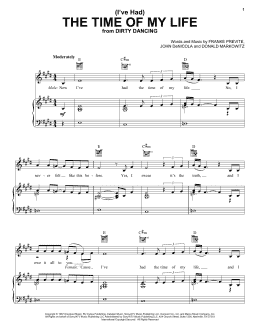 page one of (I've Had) The Time Of My Life (Piano, Vocal & Guitar Chords (Right-Hand Melody))