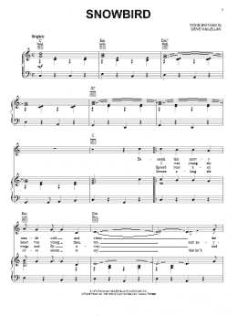 page one of Snowbird (Piano, Vocal & Guitar Chords (Right-Hand Melody))