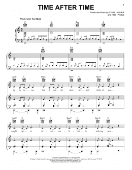 page one of Time After Time (Piano, Vocal & Guitar Chords (Right-Hand Melody))