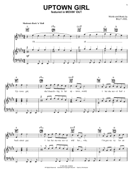 page one of Uptown Girl (Piano, Vocal & Guitar Chords (Right-Hand Melody))