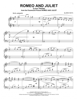 page one of Romeo And Juliet (Love Theme) (Piano Solo)