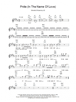 page one of Pride (In The Name Of Love) (Lead Sheet / Fake Book)