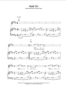 page one of Hold On (Piano, Vocal & Guitar Chords)