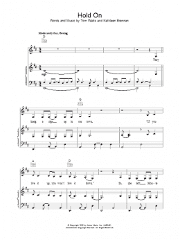 page one of Hold On (Piano, Vocal & Guitar Chords)