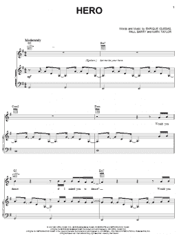 page one of Hero (Piano, Vocal & Guitar Chords (Right-Hand Melody))