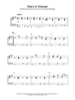 page one of She's A Woman (Piano Solo)