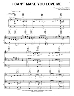 page one of I Can't Make You Love Me (Piano, Vocal & Guitar Chords (Right-Hand Melody))