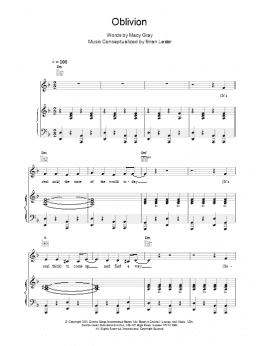 page one of Oblivion (Piano, Vocal & Guitar Chords)