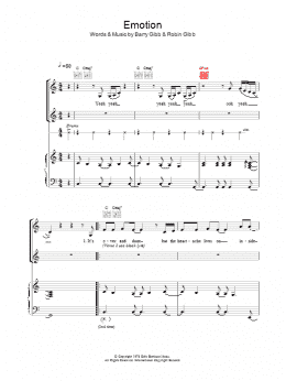 page one of Emotion (Piano, Vocal & Guitar Chords)