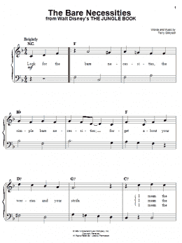 page one of The Bare Necessities (from The Jungle Book) (Easy Piano)