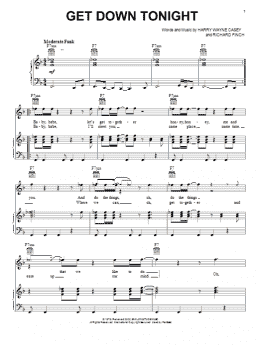 page one of Get Down Tonight (Piano, Vocal & Guitar Chords (Right-Hand Melody))