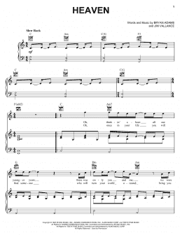 page one of Heaven (Piano, Vocal & Guitar Chords (Right-Hand Melody))