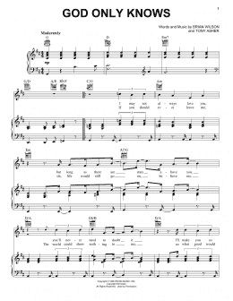 page one of God Only Knows (Piano, Vocal & Guitar Chords (Right-Hand Melody))