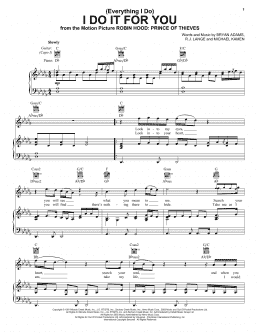 page one of (Everything I Do) I Do It For You (Piano, Vocal & Guitar Chords (Right-Hand Melody))