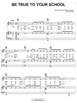 page one of Be True To Your School (Piano, Vocal & Guitar Chords (Right-Hand Melody))