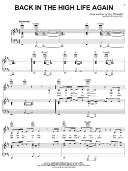 page one of Back In The High Life Again (Piano, Vocal & Guitar Chords (Right-Hand Melody))