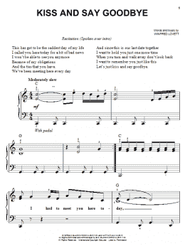 page one of Kiss And Say Goodbye (Easy Piano)