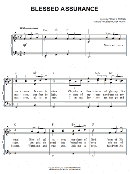 page one of Blessed Assurance (Easy Piano)