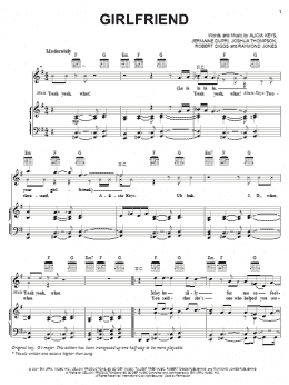 page one of Girlfriend (Piano, Vocal & Guitar Chords (Right-Hand Melody))