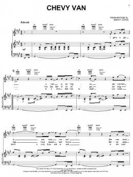 page one of Chevy Van (Piano, Vocal & Guitar Chords (Right-Hand Melody))