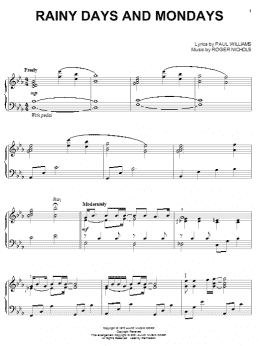 Rainy Days And Mondays (Piano Solo) - Print Sheet Music Now