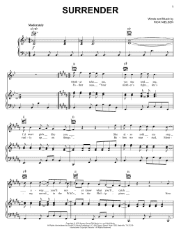 page one of Surrender (Piano, Vocal & Guitar Chords (Right-Hand Melody))