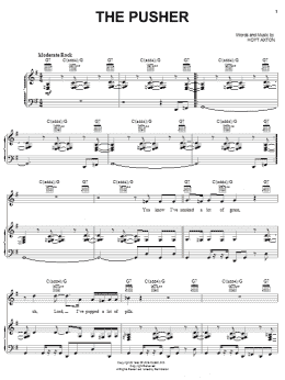 page one of The Pusher (Piano, Vocal & Guitar Chords (Right-Hand Melody))