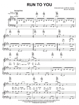 page one of Run To You (Piano, Vocal & Guitar Chords (Right-Hand Melody))