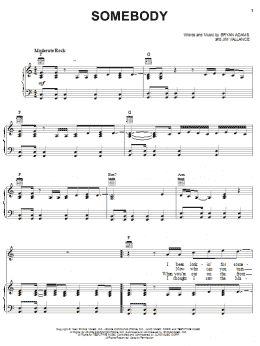 page one of Somebody (Piano, Vocal & Guitar Chords (Right-Hand Melody))