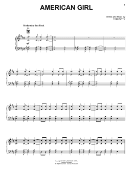 page one of American Girl (Piano, Vocal & Guitar Chords (Right-Hand Melody))