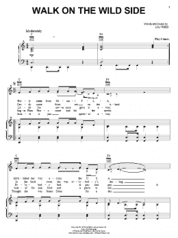 page one of Walk On The Wild Side (Piano, Vocal & Guitar Chords (Right-Hand Melody))