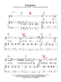 page one of Evergreen (Piano, Vocal & Guitar Chords)