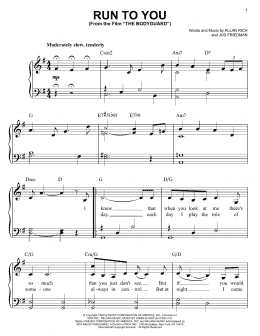 page one of Run To You (Piano, Vocal & Guitar Chords (Right-Hand Melody))