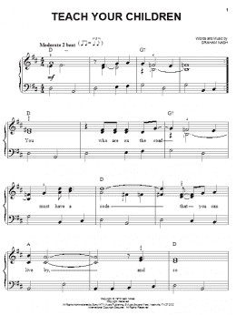 page one of Teach Your Children (Easy Piano)