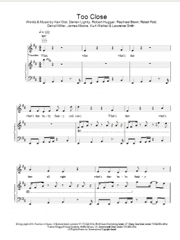 page one of Too Close (Piano, Vocal & Guitar Chords)