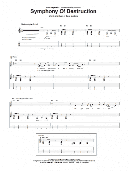 page one of Symphony Of Destruction (Guitar Tab)