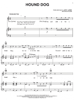 page one of Hound Dog (Piano, Vocal & Guitar Chords (Right-Hand Melody))