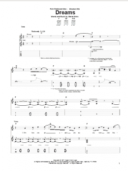 page one of Dreams (Guitar Tab)