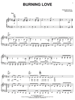 page one of Burning Love (Piano, Vocal & Guitar Chords (Right-Hand Melody))